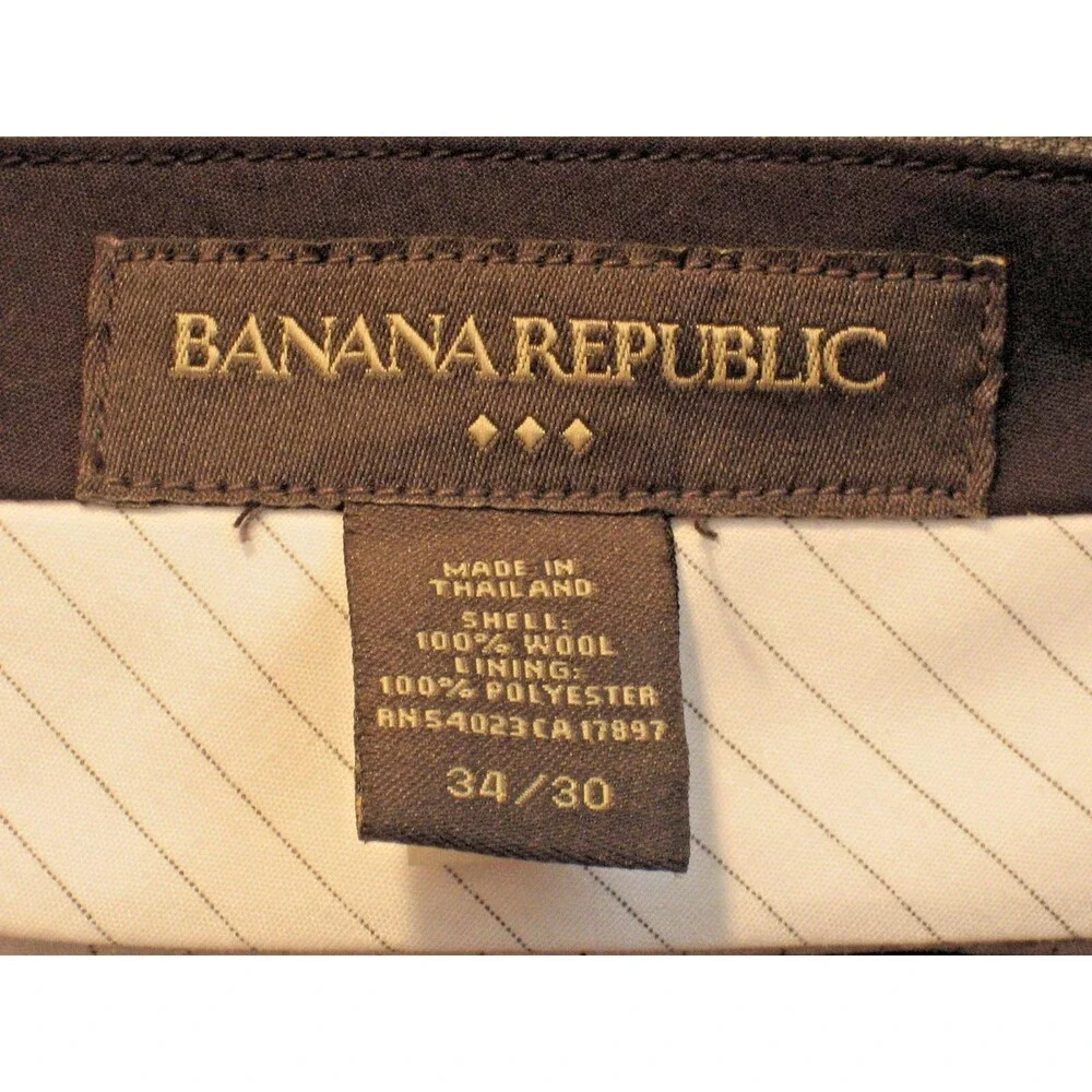 Mens Banana Republic Gray Wool Flat Front Casual Trousers sz 34x30